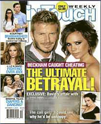 SVIK: Det ultimate sviket! skrev In Touch Weekly om David Beckhams angivelige sexkjøp.