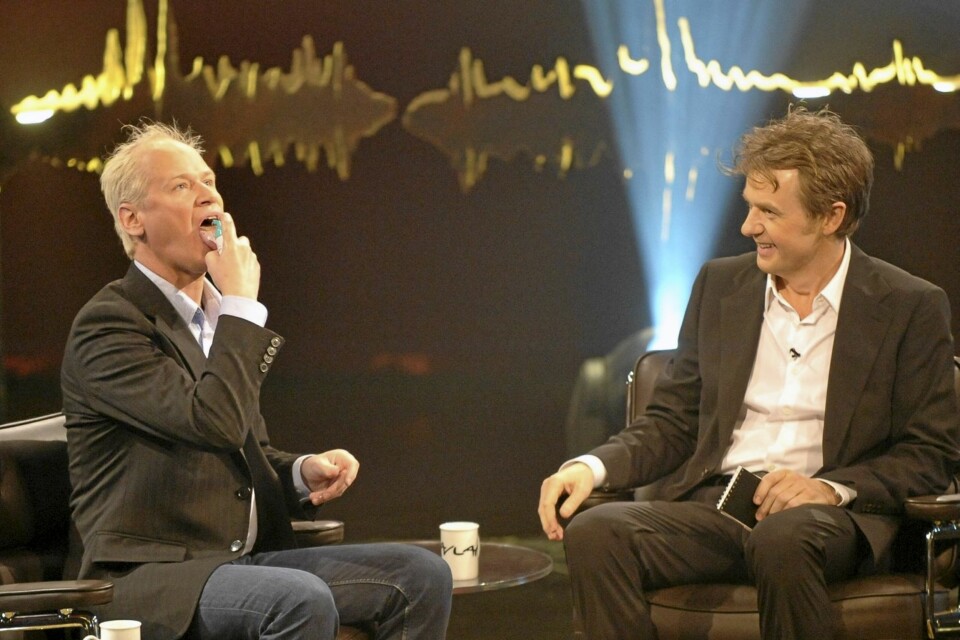 GJESTET SKAVLAN: Tidligere i år var Gustafsson gjest hos Fredrik Skavlan.