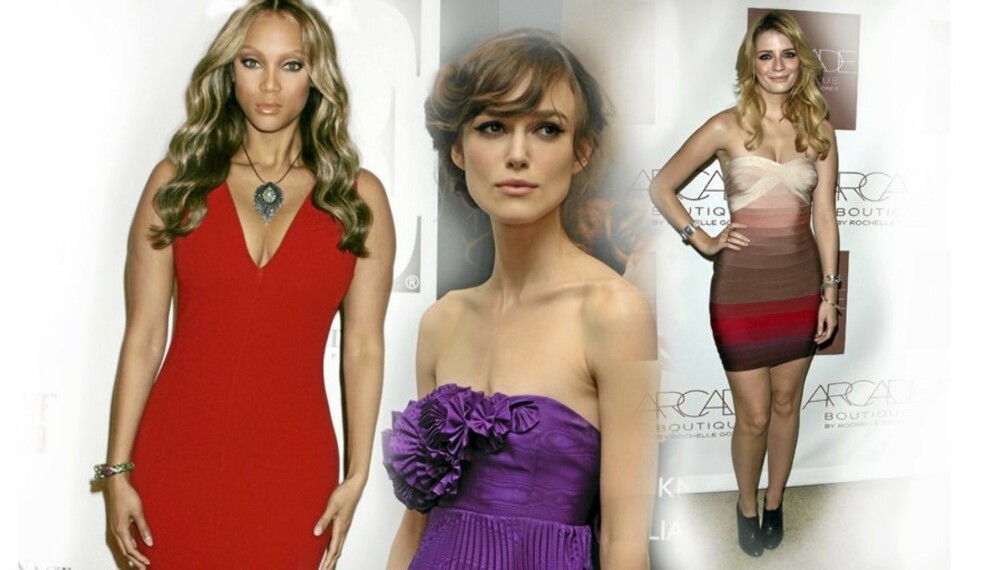 KROPPSFASONGER: Kjendiser som Tyra Banks, Keira Knightley og Mischa Barton får eksperthjelp til å kle seg etter sin kroppsfasong. KROPPSFASONGER: Kjendiser som Tyra Banks, Keira Knightley og Mischa Barton får eksperthjelp til å kle seg etter sin kroppsfasong.