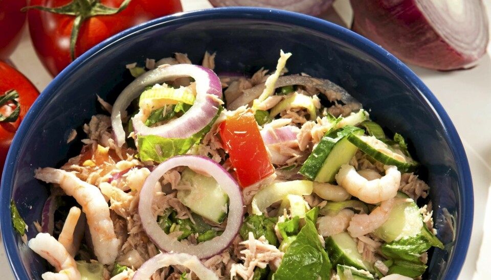 Tunfisksalat med reker.