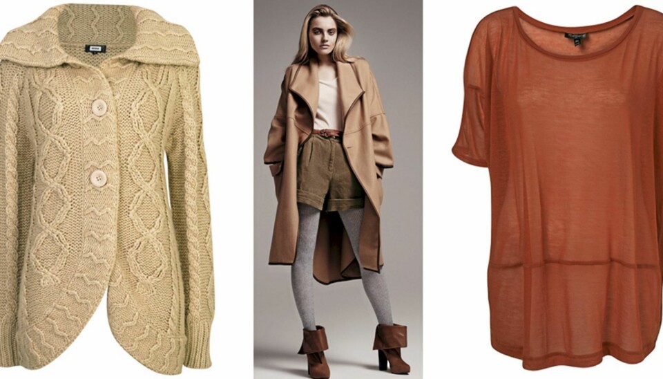 FRA VENSTRE: Strikkejakke fra Bik Bok (kr 199), H&M, t-skjorte fra Topshop (kr 150).