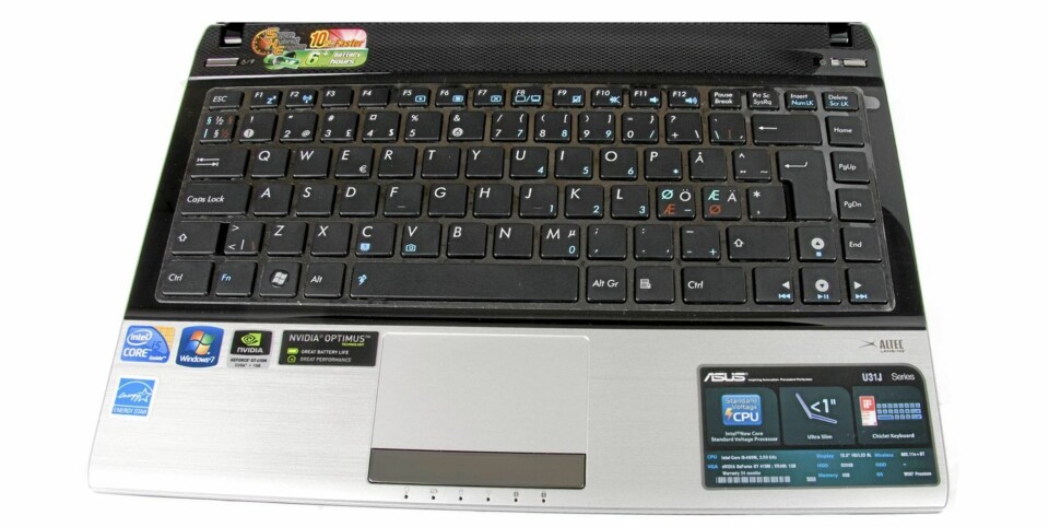 CHICKLET: Asus har valg å gi U31J samme chicklet-tastatur som vi tidligere har sett på modeller i denne serien. Et godt valg.