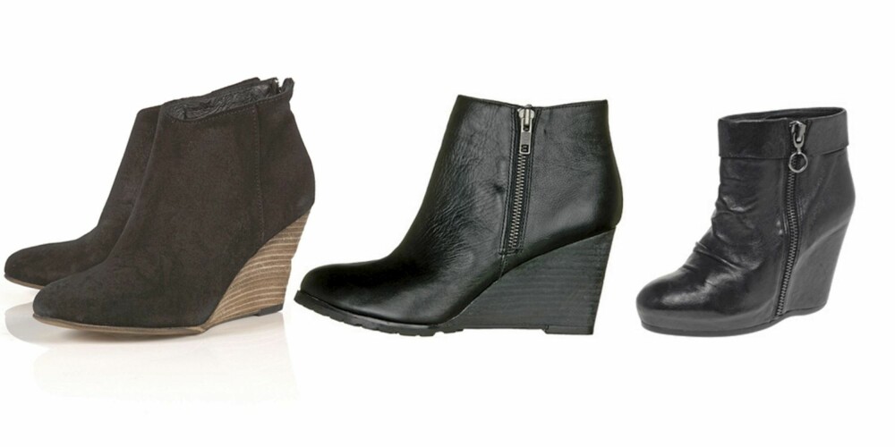 FRA VENSTRE: Boots fra Topshop (kr 700), boots fra Din Sko (kr 499), boots fra ASH (kr 1164)