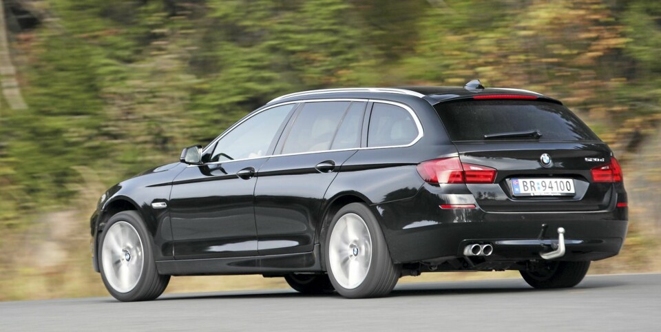 DESIGN FØR PLASS: En sportslig framtoning er prioritert foran plass helt bakerst. 5-serie stasjonsvogn er derfor trangere enn konkurrenten Mercedes E-klasse.