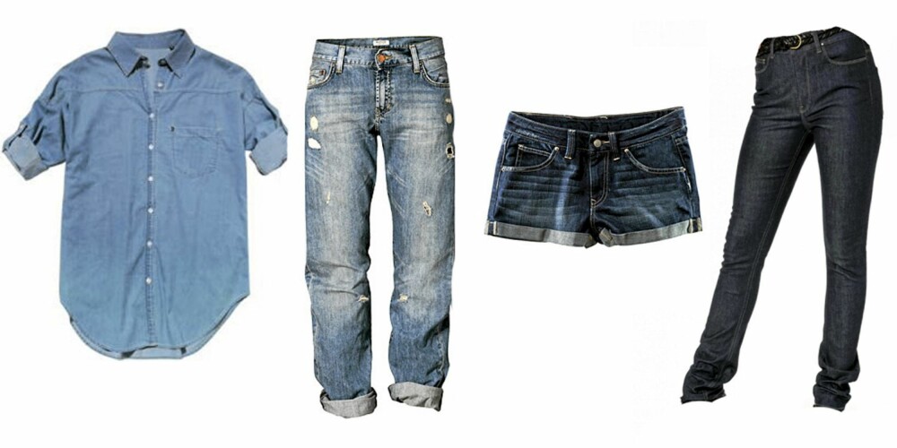 FRA VENSTRE: Skjorte fra Flat Top (kr 599), bukse fra H&M (kr 399), shorts fra H&M (kr 199), jeans fra Vero Moda (kr 200).