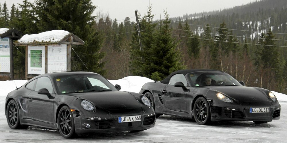 TESTPAR: Dette er neste generasjon 911 og Boxster - på hemmelig test i Norge.