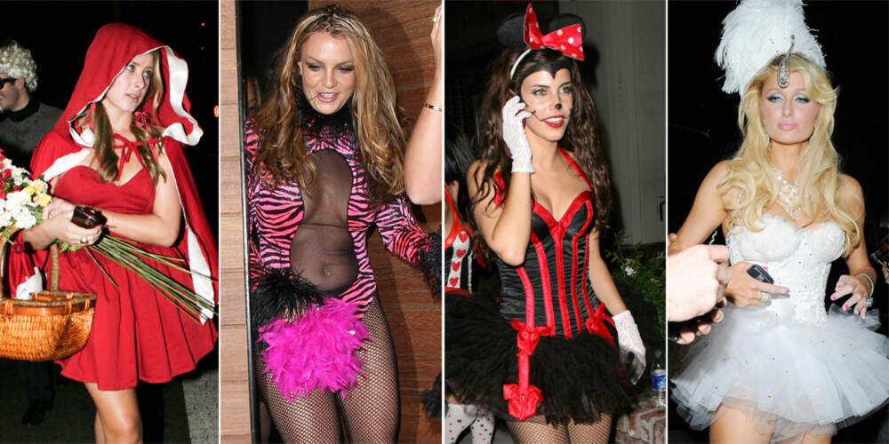 HOT HALLOWEEN: Lo Bosworth, Britney Spears, AnnaLynne McCord og en ganske påseilet Paris Hilton i sine fjongeste halloweenantrekk.