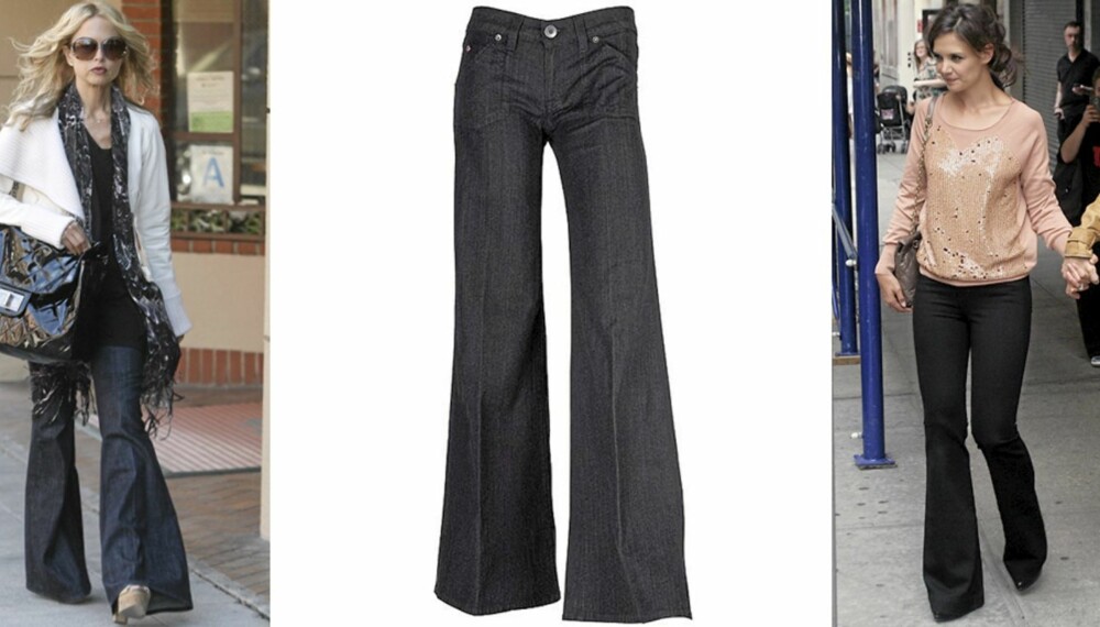 SLENGBUKSE: Rachel Zoe og Katie Holmes bruker ofte buske med sleng. Jeans med sleng fra Hudson.