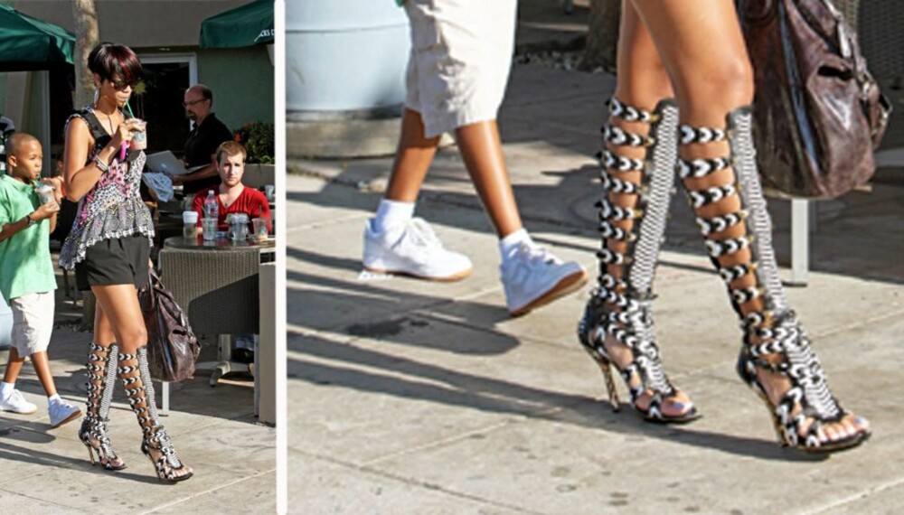 Rihanna tar seg en tur på byen med en liten slektning, mens kjæresten Chris Brown holder fortet hjemme.