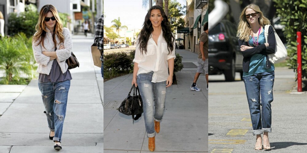 BOYFRIEND: Rachel Bilson, Kim Kardashian og Reese Witherspoon elsker boyfriend-jeans. BOYFRIEND: Rachel Bilson, Kim Kardashian og Reese Witherspoon elsker boyfriend-jeans.