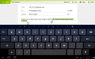 Android 3.0 har fått nytt tastatur og enklere tekstmarkering.