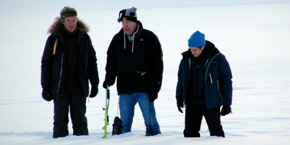 I NORGE: James May, Jeremy Clarkson og Richard Hammond koste seg mellom opptakene på Øyangen.