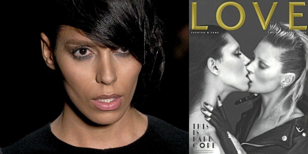 MODELL: Transseksuelle Lea T gjør det også bra som modell om dagen. Her på catwalken til Alexandre Herchcovitch og på coveret av Love Magazine med Kate Moss.