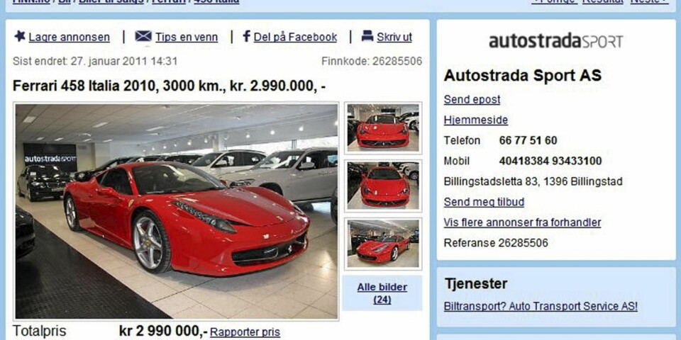 0-100 KM/T:...på ca. 3 sekunder. Ryggmassasje på italiensk. FOTO: Skjermdropp