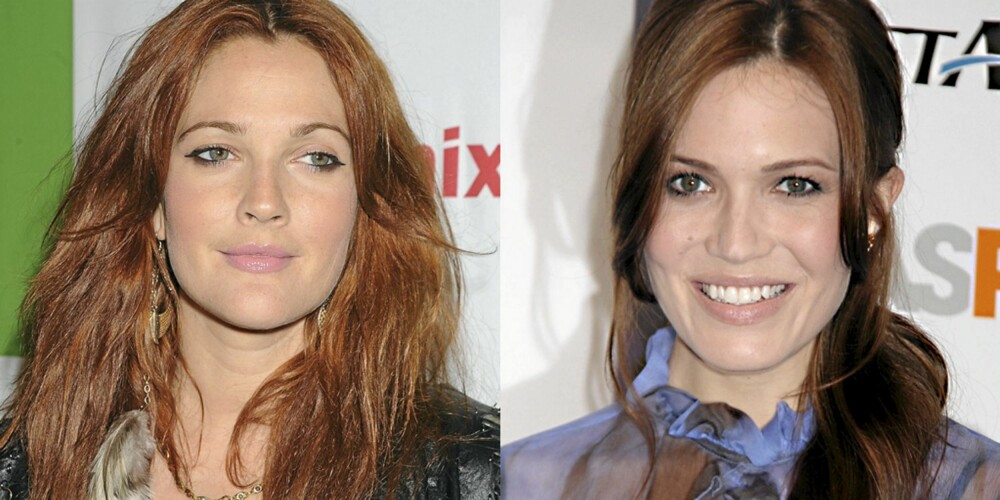 VELGER RØDT: Både Drew Barrymore og Mandy Moore har farget håret rødt de siste ukene.