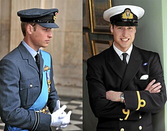 Mange har spurt seg hvilken uniform prins William vil bruke: Luftforsvaret (t.v.), marinen (t.h.) eller kanske hærens?