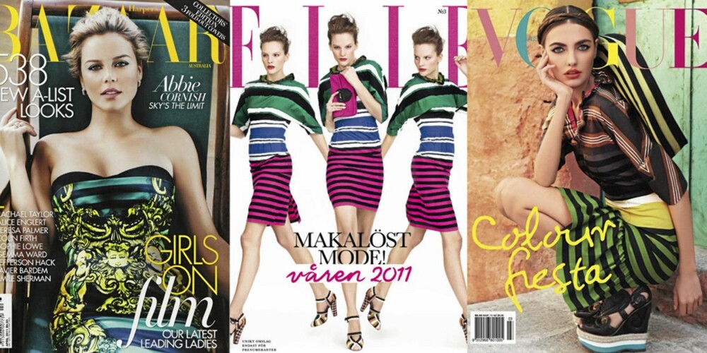 PÅ FORSIDEN: Harper's Bazaar, ELLE og Vogue er blant magasinene som har brukt Prada på forsiden.
