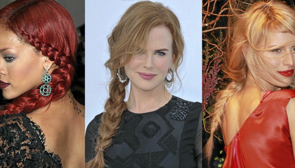 FEMININ FRISYRE: Både Rhianna, Nicole Kidman og Karolina Kurkova har kastet seg på flettetrenden.
