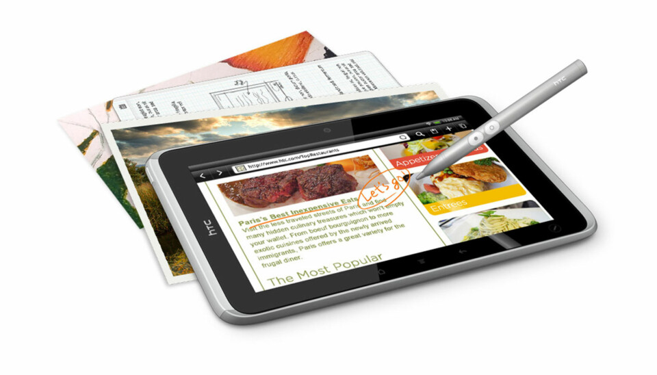 SKRIV PÅ SKJERMEN: HTC Flyer leveres med en egen penn som lar deg skrive rett på skjermen.