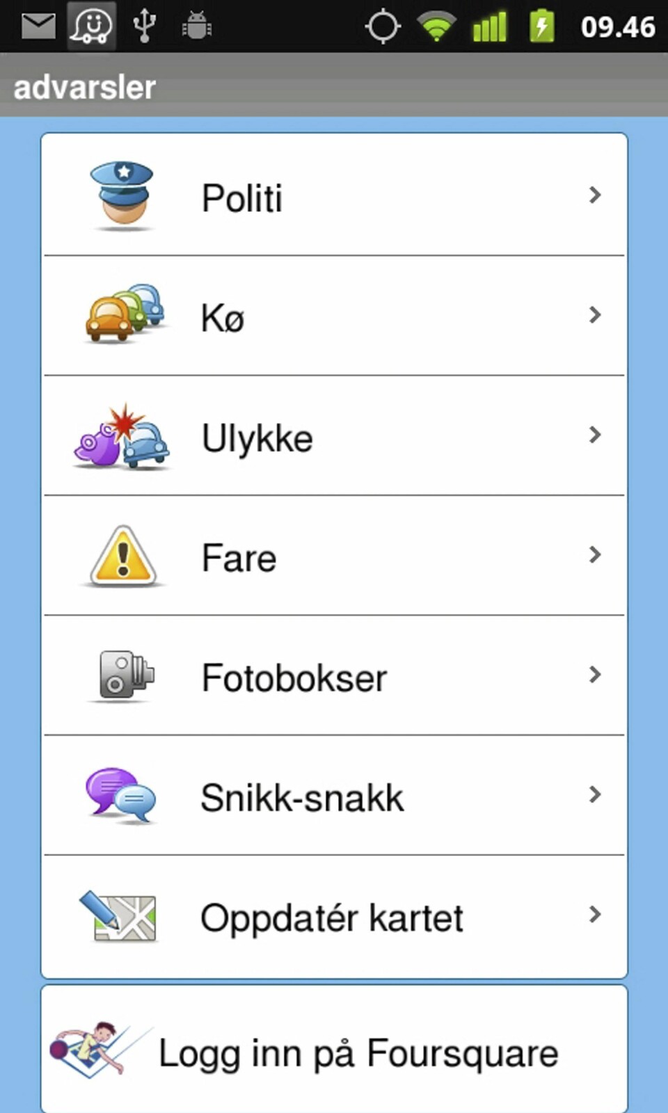 VARSLE: Velger du å varsle om en hendelse, har Waze en enkel guide som gjør at varselet blir så presis som mulig.