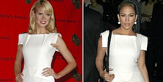 SAMME KJOLE: Heidi Klum og Jennifer Lopez i samme Ungaro-kjole.