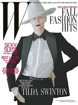 COVERDAME: I butikkhyllene ligger den ferskeste utgaven av W. På forsiden, Tilda Swinton.