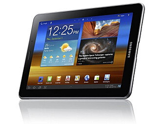 LITEN TABLET: Samsung Galaxy Tab 7.7 er tynn og lett, og har en høyoppløst skjerm.