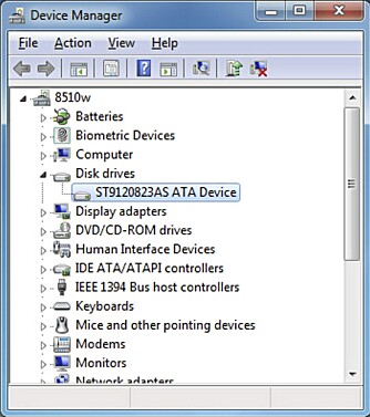 ENHETSBEHANDLING: Windows kan fortelle deg hvilket modellnummer harddisken din har. Modellnumre som starter med ST, er Seagate-disker.
