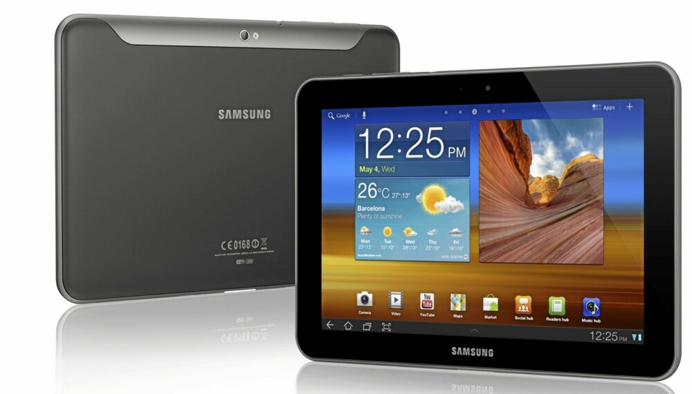 TO FARGER: Samsung Galaxy Tab 8.9 finnes med en hvit og en sort bakside.