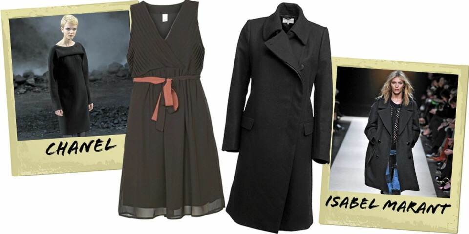 SVART OG LEKKER: Svart kjole fra Vila (kr 300), svart kåpe fra Lindex (kr 1299).