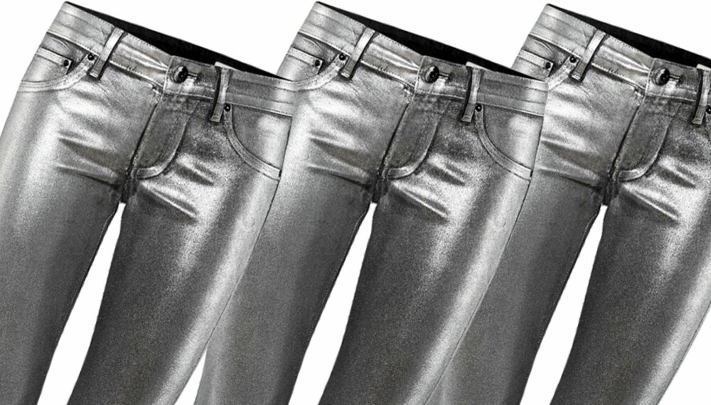 JEANSTRENDER: Metalliske stoffer er veldig trendy i vinter, også når det gjelder jeans. JEANSTRENDER: Metalliske stoffer er veldig trendy i vinter, også når det gjelder jeans.