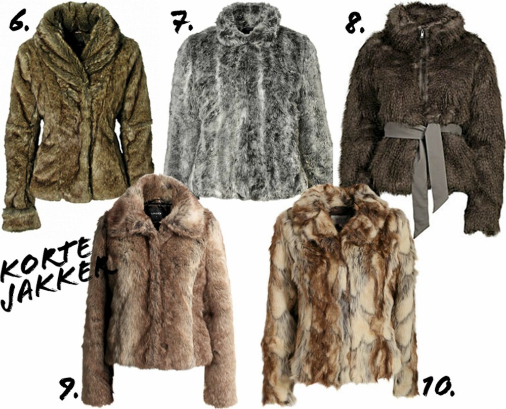 KORT FUSKEPELS: 6. Mexx (kr 1599) 7. MQ (kr 999) 8. Saint Tropez (kr 999) 9. Lindex (kr 700) Vila (kr 699)