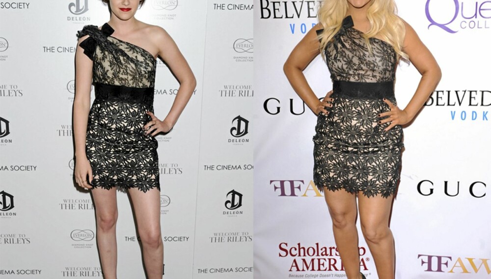 Kristen Stewart og Christina Aguilera i samme kjole.