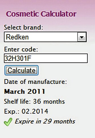 CHECK COSMETIC: Her ser du kosmetikk-kalkulatoren til Check Cosmetic. Tast inn batch-koden, og alt dukker opp på skjermen på under ett sekund. Smart!