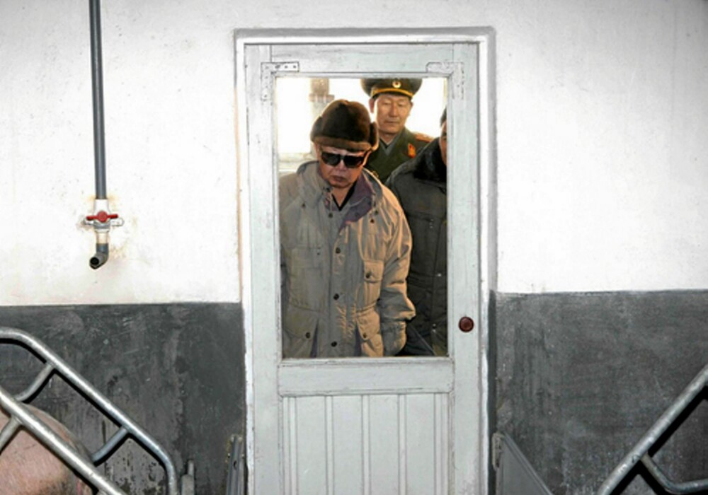 Kim Jung Il ser på en dør...
