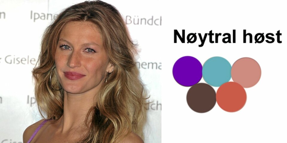 HØST: Gisele Bündchen har en varm undertone og er en nøytral høst. Er du i samme kategori, er dette noen av fargene du kler aller best.