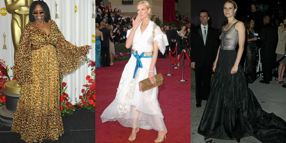 FRA VENSTRE: Woopi Goldberg i 2009, Uma Thurman i 2004, Gwyneth Paltrow i 2002.
