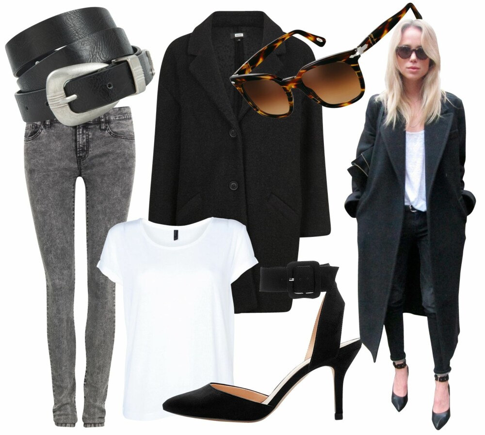 ELIN KLING: Belte: Bik Bok, kr 149. Jeans: Cubus, kr 299. Kåpe: Bikbok, kr 599. Solbriller: Persol, kr 1600. Pumps: Zrar, kr 399. T-skjorte: Vero Moda, kr 80. ELIN KLING: Belte: Bik Bok, kr 149. Jeans: Cubus, kr 299. Kåpe: Bikbok, kr 599. Solbriller: Persol, kr 1600. Pumps: Zrar, kr 399. T-skjorte: Vero Moda, kr 80.