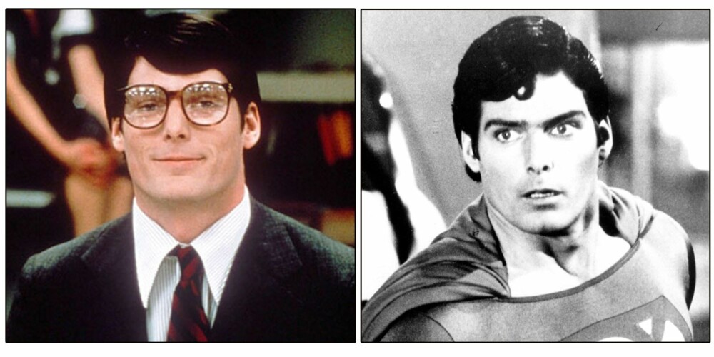SJEKK SKILLEN: Mens Clark Kent har skillen på høyre side, har Supermann skillen på venstre.