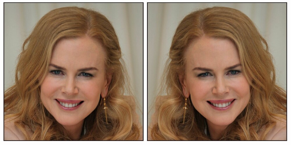 ULIK: Til venstre: Nicole Kidman slik andre ser henne. Til høyre: Kidman slik hun ser seg selv.