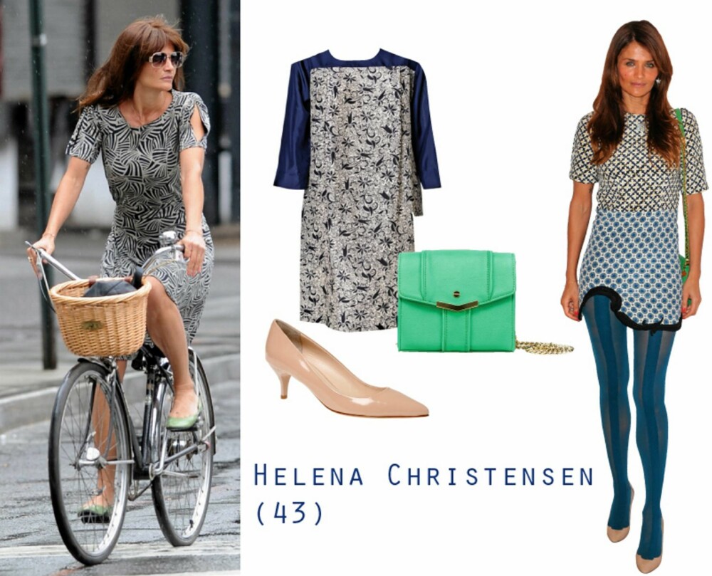 KOPIER HELENAS STIL: Gå for det bohemaktige og feminine med moderne tilbehør Her ser du kjole fra By Malene Birger, kr 2499, grønn veske fra Zara, kr 399 og nude pumps fra Rizzo, kr 1295.