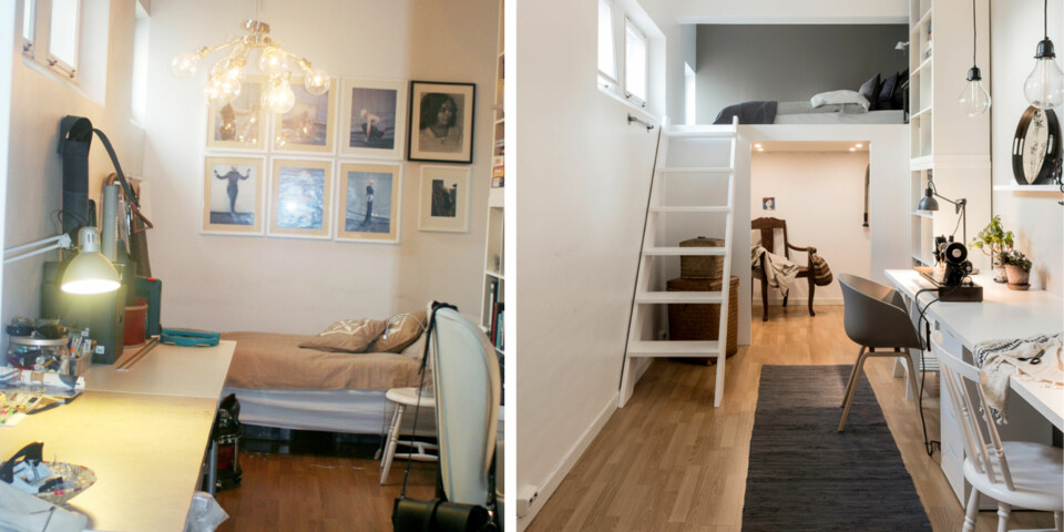 STOR FORANDRING: Møblene er beholdt og rommet er det samme - forandringen på rommet er likevel stor. Foto: Niklas Hart.
