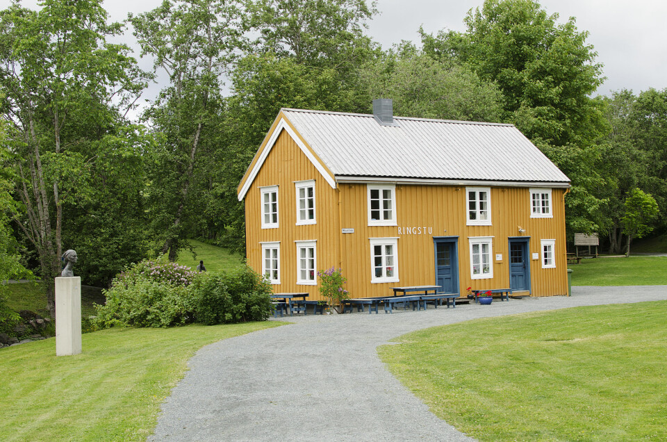 VAFLER OG KULTUR: I sentrum av Inderøy ligger Muustrøparken. Hver søndag på sommeren er det kaffe, vafler og minikonserter utenfor Ringstu.