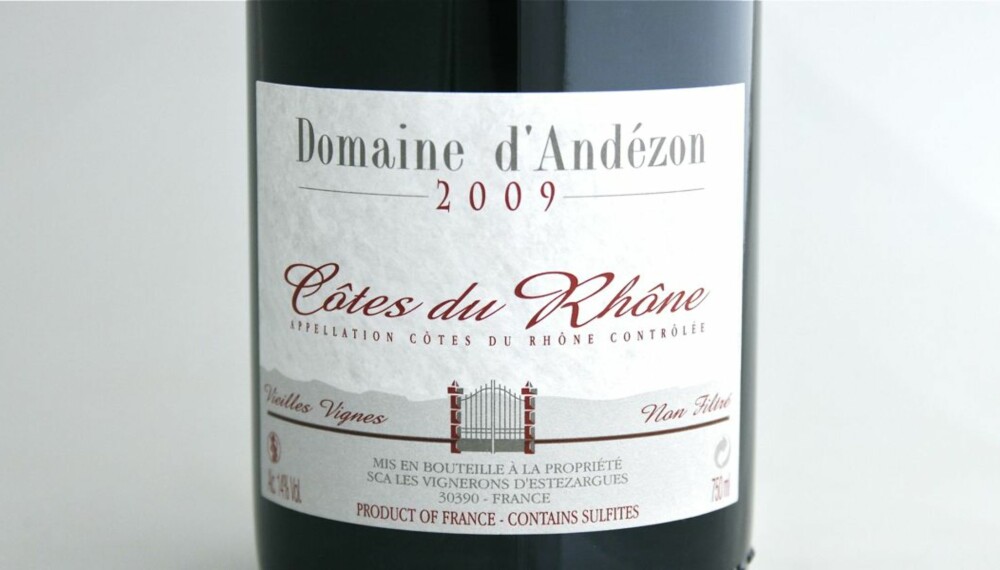 TEST AV GRILLVINER: Domaine d'Andézon 2009 kom på førsteplass i testen.