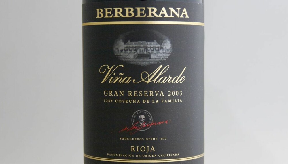 TEST AV RIOJA: Berberana Viña Alarde Gran Reserva 2003 kom på delt førsteplass i testen.