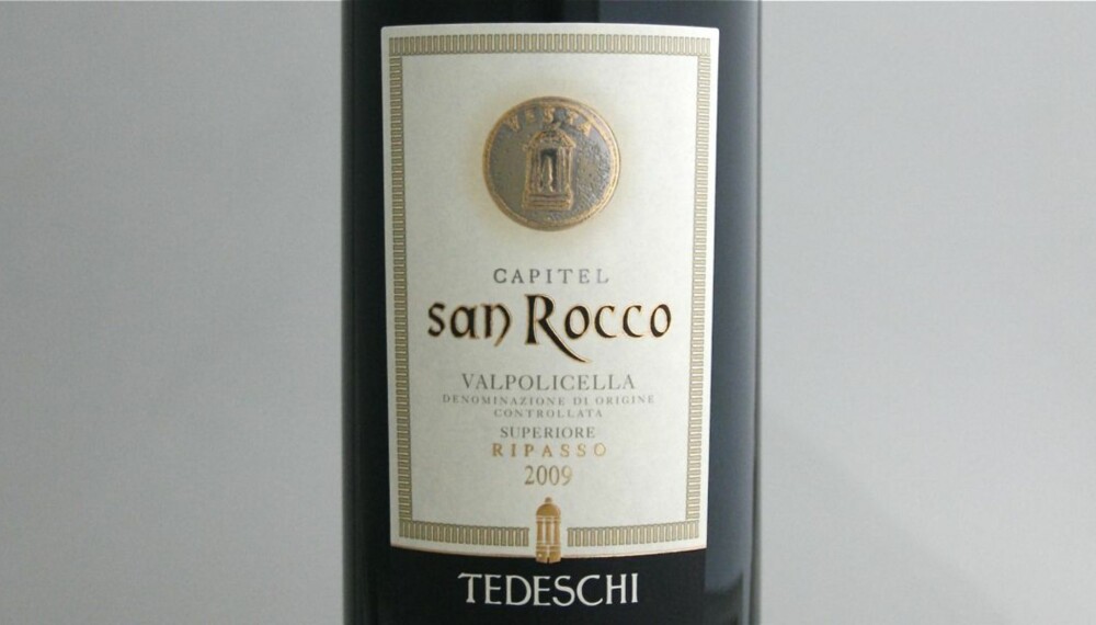 TEST AV RIPASSO: Capitel San Rocco Valpolicella Superiore Ripasso 2009 vant testen.