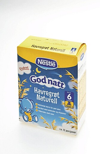 KVELDSGRØT FRA 6 MÅNEDER: Nestle God natt havregrøt naturell.