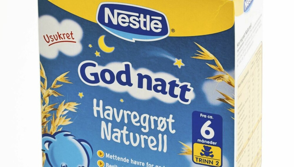 KVELDSGRØT FRA 6 MÅNEDER: Nestle God natt havregrøt naturell.