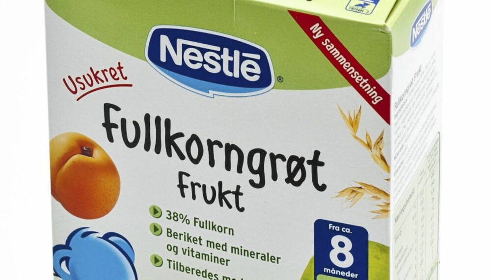 FRA 8 MÅNEDER: Nestlé Fullkorngrøt frukt.