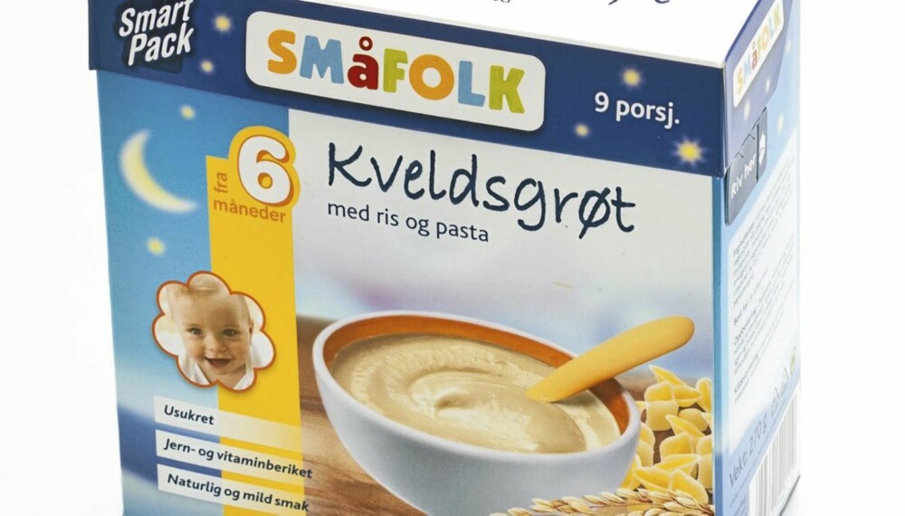 KVELDGRØT FRA 6 MÅNEDER: Småfolk kveldsgrøt med ris og pasta.